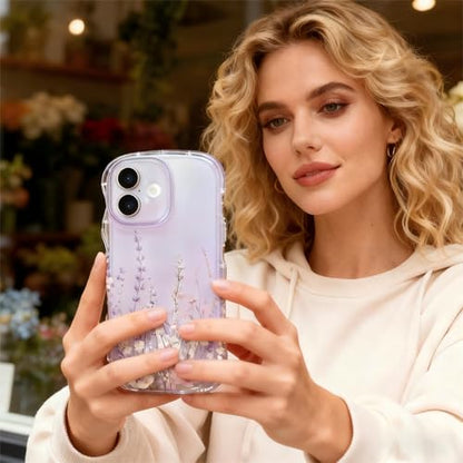 AULEEP for iPhone 17, Clear Cute Phone Case Floral with Curly Wave Frame Shape Design, Slim Soft Shockproof TPU Protective Phone Cover for Women Girls, Clear Wavy Case for iPhone 17 6.3" 2025 - size: iPhone 17