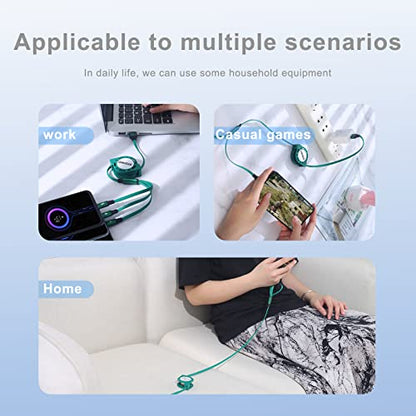 SIQIWO Retractable Multi USB C Charging Cable 3 in 1, QC3.0 Fast Charger - color: Green