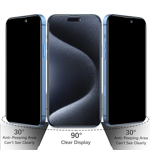 Privacy Screen Protector for iPhone 15 Pro Max Tempered Glass - size: iPhone 15 Pro Max 6.7-inch