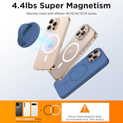 Magnetic Phone Grip for MagSafe, Silicone Ring Grip, Azure Blue - color: Azure Blue