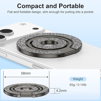 Magnetic Phone Ring for MagSafe Grip, Dual-Sided Magnetic Finger Ring Stand - color: Black