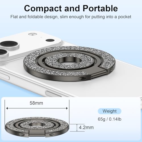 Magnetic Phone Ring for MagSafe Grip, Dual-Sided Magnetic Finger Ring Stand - color: Black