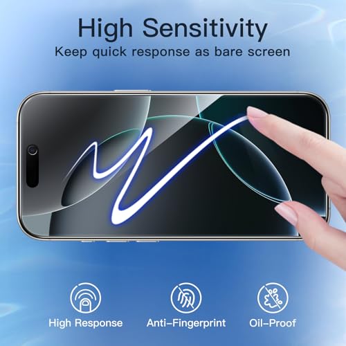 JETech Privacy Screen Protector for iPhone 16 Pro, 2+2 Pack - size: iPhone 16 Pro