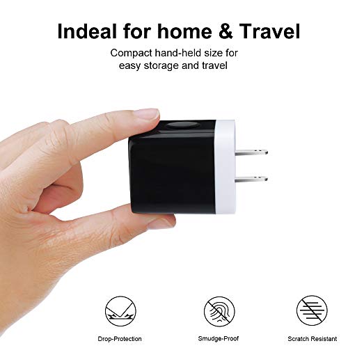 Wall Charger Adapter, USB Cubes, Sicodo 3Pack Universal Travel 3.1A 3 Muti - color: 3Pack-Black