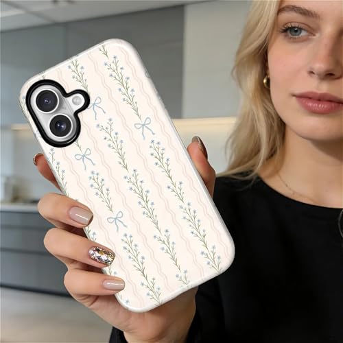 Magnetic for iPhone 17 Case,[Compatible with Magsafe] Dual Layer Protective Heavy Duty Shockproof Rugged Drop Protection Bumper Hybrid Case - Blue Bow Stripes - color: Blue Bow Stripes, size: iPhone 17