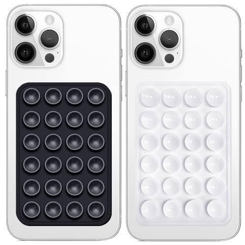 Anteel 2 Pack Silicone Suction Phone Case Mount, Non Slip Sticky Grip for Cellphone, Silicon Adhesive Suction Cup Mount, Strong Grip Holder for Selfies and Videos (Black&White) - color: Black&White