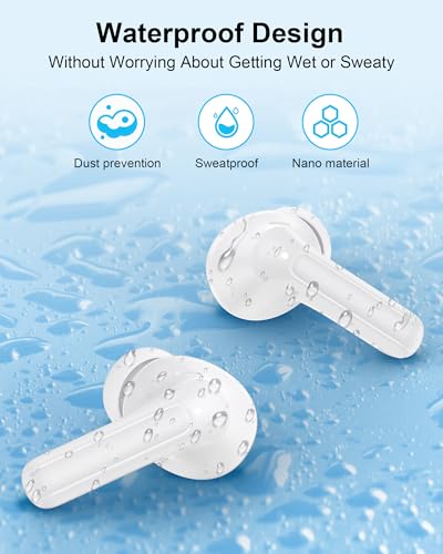 Samsung Wireless Earbuds, Bluetooth Headphones 5.4 for Samsung S26 S25 Ultra S24 FE S23 S22, Noise Control Bluetooth Ear Buds with Mic, HiFi Stereo IPX7 Waterproof Earphones for iPhone 17e Air 16 15 - color: Pure White