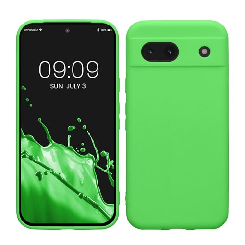 kwmobile Case Compatible with Google Pixel 8a Case - Protective Slim TPU Phone Cover - Soft Matte Finish - Lime Green - color: lime green