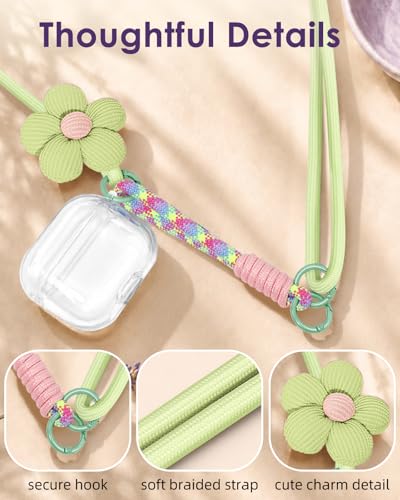 Swooflia Cell Phone Crossbody Lanyard for Women - Adjustable, Lightweight Strap with Tether Tabs for Travel Hiking Hands-Free - color: Floral Green