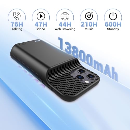 13800mAh Battery Case for iPhone 14 Pro Max/13 Pro Max/12Pro Max/14 Plus (6.7 inch) [2026 Upgraded] High Capacity Extended Charging Case Charger Battery Pack with Tempered Glass Screen Protector - size: for iPhone 14 Pro Max/13 Pro Max(6.7 inch)