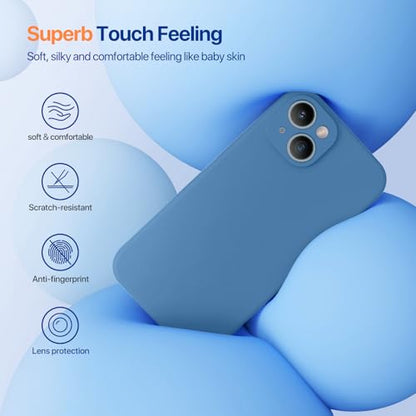 miracase Designed for iPhone 14 Case,[Upgraded Enhanced Camera Protection],Shockproof Liquid Silicone Case with Microfiber Lining, 6.1 inch,Capri Blue - color: Capri Blue, size: iPhone 14