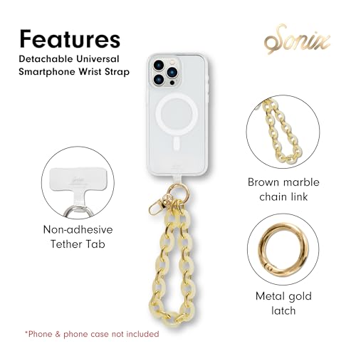 Sonix Phone Wristlet - Detachable Universal Smartphone Wrist Strap, Hands-Free Lanyard Cellphone Bracelet with Tether Tab - color: Ivory Marble