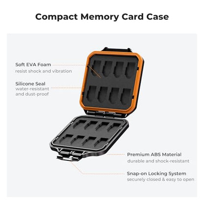 K&F CONCEPT 16 Slots Micro SD Card Case, Card Holder Organizer - size: For 16 Micro SD(TF)