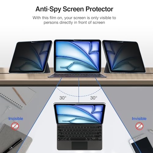 ProCase 1 Pack Privacy Screen Protector for iPad Air 11 inch (M4) 2026 / 7th (M3) 2025 / 6th (M2) 2024, Anti-Spy Tempered Glass Film for iPad Air 11" - size: iPad Air 11" (M4)2026 / (M3) 2025 / (M2) 2024