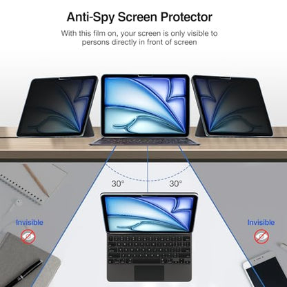 ProCase 1 Pack Privacy Screen Protector for iPad Air 11 inch (M4) 2026 / 7th (M3) 2025 / 6th (M2) 2024, Anti-Spy Tempered Glass Film for iPad Air 11" - size: iPad Air 11" (M4)2026 / (M3) 2025 / (M2) 2024