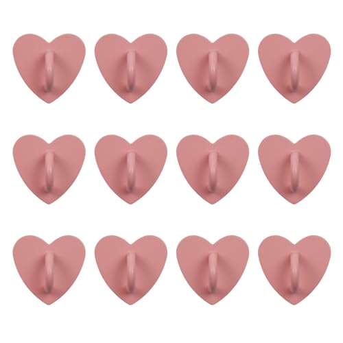 12Pcs Phone Charm Hook Adhesive (Pink, Heart Shaped) - color: Pink