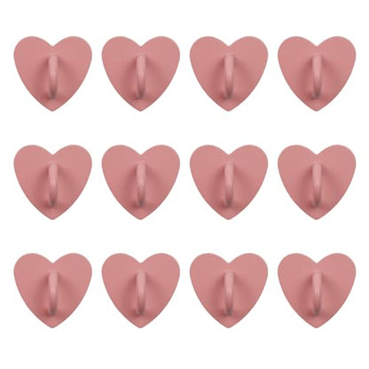 12Pcs Phone Charm Hook Adhesive (Pink, Heart Shaped) - color: Pink