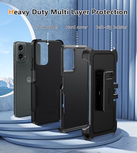 FNTCASE for Moto G 5G 2024 Case with 360 Rotatable Belt-Clip Holster Black | Rugged Heavy Duty Drop Protection, Military Grade Shockproof Durable Protective Cell Phone Cover