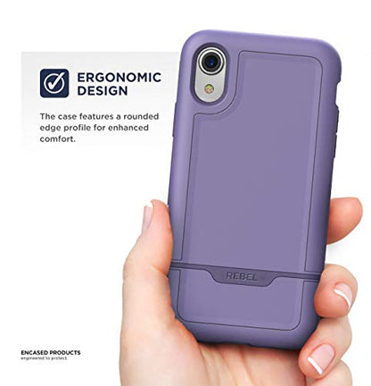 ENCASED Heavy Duty Case for iPhone XR Purple (2018 Rebel Armor) Military Grade Protective Cover (Full Body Protection) - color: Purple