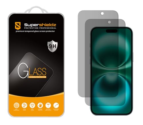 Supershieldz (2 Pack) (Privacy) Anti Spy Screen Protector Designed for iPhone 16 / iPhone 15 (6.1 inch) Tempered Glass, Anti Scratch, Bubble Free