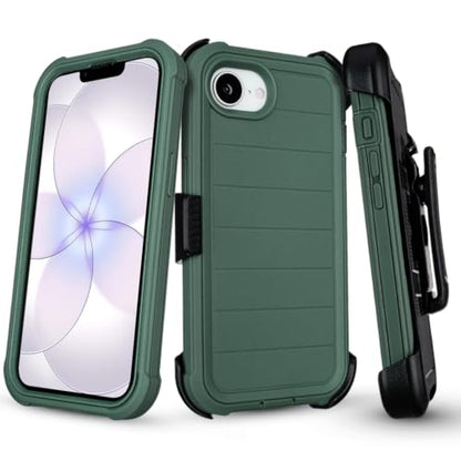 Defender Phone Case for iPhone 17e Case with Clip Holster Kickstand Green | for iPhone 17 e Case Heavy Duty iPhone17e Phone Case Rugged 2 Layers of Sturdy,Anti-Drop for Case iPhone 17eCase Protective - color: Green