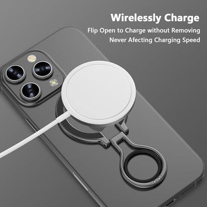 Magnetic Phone Ring Holder for MagSafe, Magnetic Snap Phone Ring Grip - color: Black