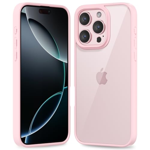 oakxco Thin Slim Clear case for iPhone 16 Pro, Transparent Hybrid Hard Shell Plastic & Soft Silicone Rubber Bumper, Non-Yellow Acrylic Protective Lightweight Cover for Women, Light Pink - color: Light Pink, size: 16 Pro