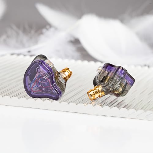 YINYOO CCZ Melody Gaming Earbuds Wired in Ear Hearphones with Microphone IEM HiFi Bass with 1DD 1BA Hybrid, Detachable Cable for Smartphones/PC/Tablet/Gaming/Video/Music/Calling (Purple, with mic) - color: Purple, size: 3.5mm-With Microphone, style: 3.5mm