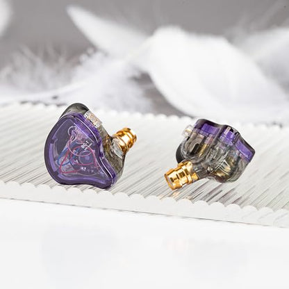 YINYOO CCZ Melody Gaming Earbuds Wired in Ear Hearphones with Microphone IEM HiFi Bass with 1DD 1BA Hybrid, Detachable Cable for Smartphones/PC/Tablet/Gaming/Video/Music/Calling (Purple, with mic) - color: Purple, size: 3.5mm-With Microphone, style: 3.5mm