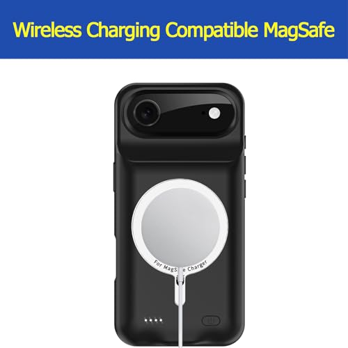 Battery Case for iPhone Air, Enhanced 12000mAh Portable Protective Wireless Charging Case Support Carplay Compatible with iPhone Air (6.5 inch) Rechargeable Battery Charger (Black) - size: iPhone Air