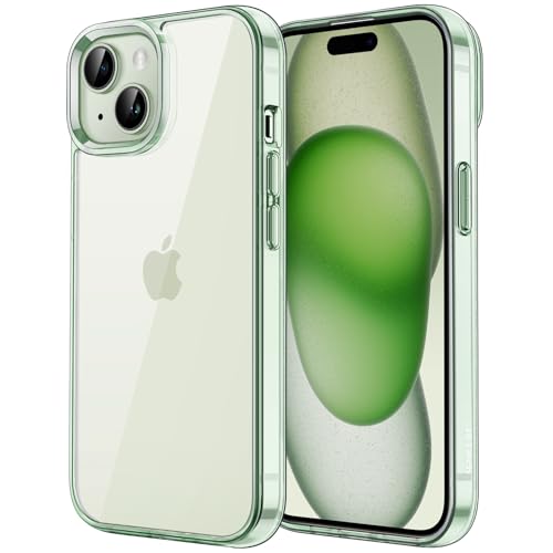 JETech Case for iPhone 15, Anti-Yellowing, Green | Shockproof Protection, Scratch Resistant Hard PC Back, Durable Transparent TPU Bumper - color: Green, size: iPhone 15