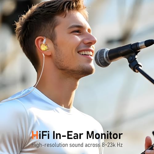 Audiovance Vibes 202 HiFi Wired Earbuds, IEM in-Ear Monitor Headphones - color: 5-Yellow