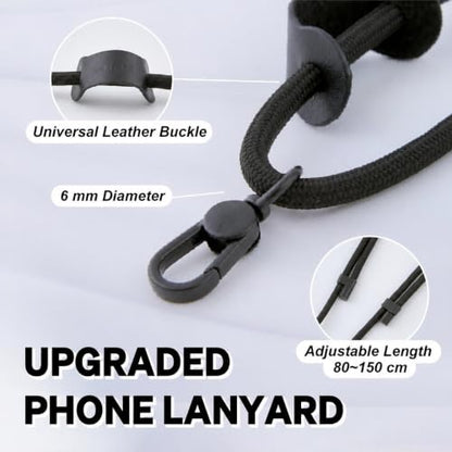 Phone Lanyard Crossbody, Anti Theft Phone Strap with 2 Tether Tabs - color: Black/Black