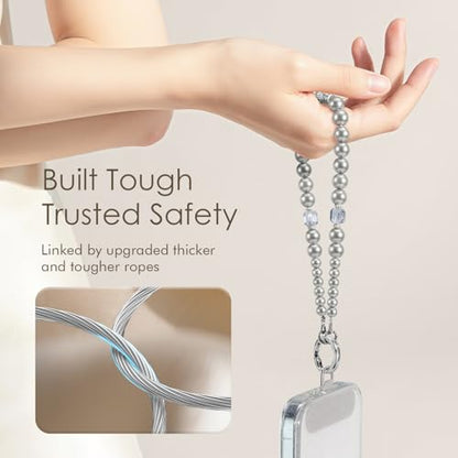 SURPHY Phone Charm, Handmade Beaded Phone Wrist Strap with Tether Tab - color: B- Lunar Shadow