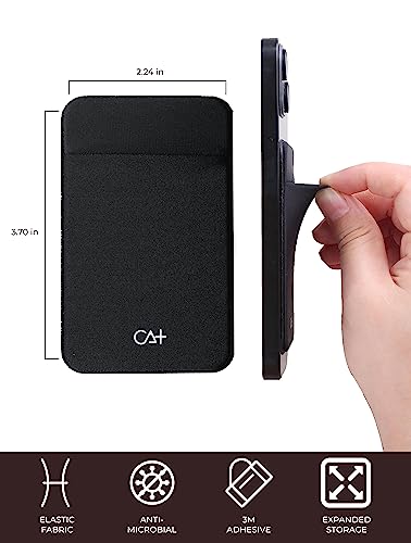 2 Pack Cell Phone Wallet Credit Card Holder for Back of Case Stick On Sticky Stretchy Wallet Sleeves Adhesive Pouch Lid Secure Pocket for iPhone, for Galaxy and Androids - Black - color: Black+Black
