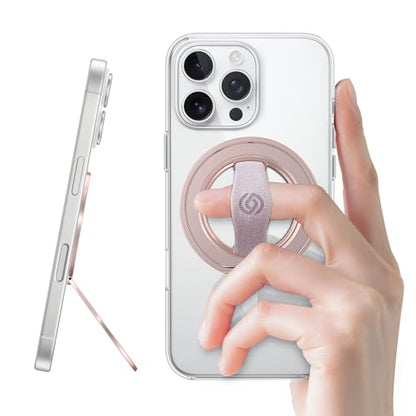 EWA MagOne 3rd Gen [Compatible with MagSafe] Phone Grip Stand with Finger Strap, Removable Magnetic Ring Holder Kickstand Loop for iPhone 17,16,15,14,13,12 Series (Pink) - color: Pink