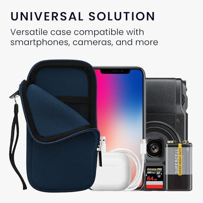 kwmobile Universal Phone Pouch Size XXL - 7" - Neoprene Smartphone Pouch with Zip - Water-Repellent Mobile Phone Case - Sleeve in Navy Blue - color: navy blue, size: XXL - 7"