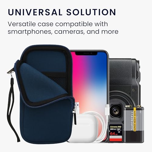 kwmobile Universal Phone Pouch Size XL - 6.7/6.8" - Neoprene Smartphone Pouch with Zip - Water-Repellent Mobile Phone Case - Sleeve in Navy Blue - color: navy blue, size: XL - 6.7/6.8"