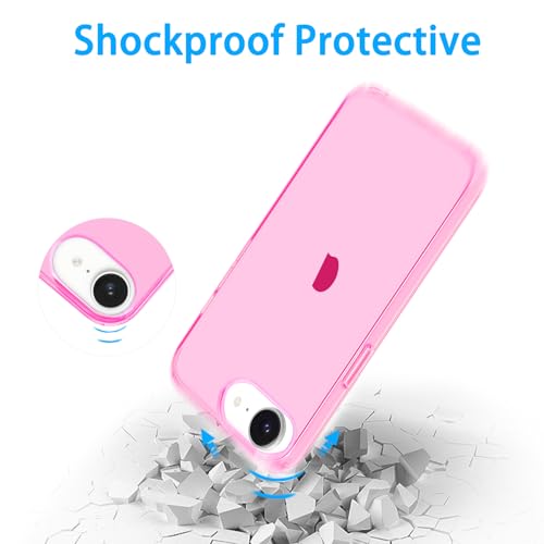 JJGoo for iPhone 17e Case for iPhone 16e Case Clear, Soft Transparent Shockproof Protective Slim Thin Phone Case Cover for 16e / 17e - color: Pink