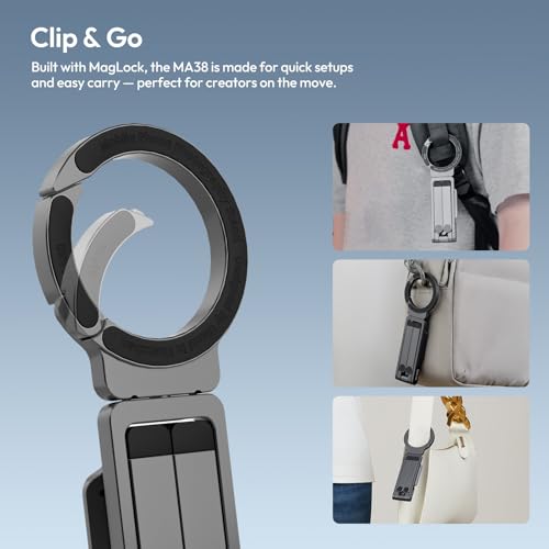 ULANZI MA38 Magnetic Phone Tripod for iPhone 18 Pro, Aluminum Phone Holder - color: Obsidian Gray