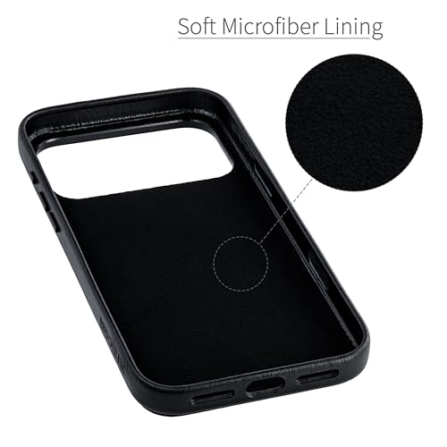 Dockem Genuine Leather Card Case for iPhone 17 Pro Max with Camera Control Button and Stitched-on Wallet with 2 Holder Slots (Black, M2GL) - color: Black, size: 17 Pro Max