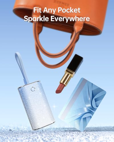 iWALK Sparkly 10000mAh Portable Charger, 22.5W Fast Charging Small Power Bank with Built-in USB-C Cable, Diamond Glitter Ultra-Compact Battery for iPhone 17/17 Pro/16/16 Pro/15, Samsung,ShinyBlue - color: ShinyBlue 22.5W