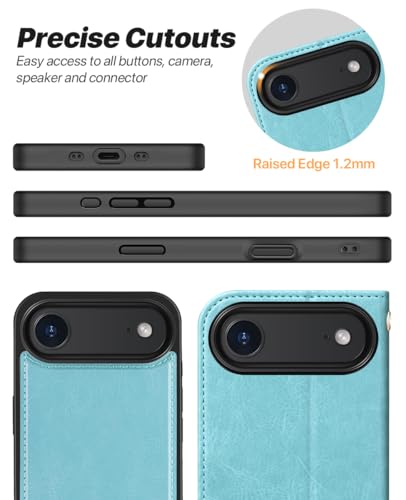 OCASE for iPhone Air Detachable Wallet Case with Card Holder, 2 in 1 PU Leather Flip Folio with RFID Blocking Stand Wrist Strap Shockproof Phone Cover 6.5 Inch 2025, Ice Blue - color: Ice Blue, size: iPhone Air