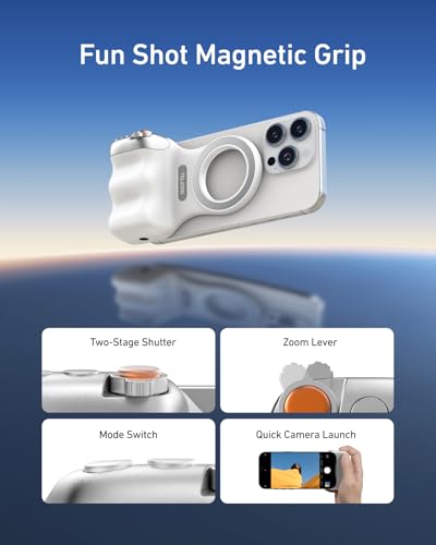 TELESIN Fun Shot Zoom Magnetic Phone Camera Grip for iPhone/Magsafe/Android - color: Matte White