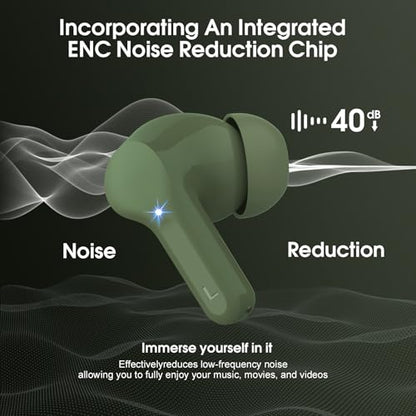 BESNOOW I53 ENC Wireless Earbuds Bluetooth 5.4 HiFi Stereo in Ear Ear Buds - color: Green
