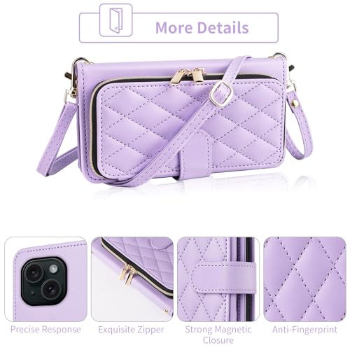 Wallet Case for iPhone 14 Plus 6.7 inch with Wrist Strap, Shoulder Strap, 9+ Card Slots Leather Stand Cell Phone Cover for i-Phone 14+ iPhone14Plus 5G i i14 + iPhone14 14Plus Women Purple | Wrist/Shoulder Strap, Card Slots, PU Leather Stand, Cell Phone Co