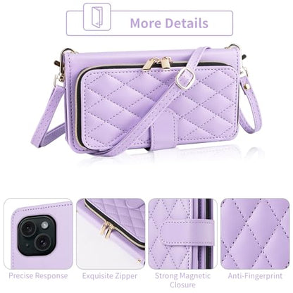 Wallet Case for iPhone 14 Plus 6.7 inch with Wrist Strap, Shoulder Strap, 9+ Card Slots Leather Stand Cell Phone Cover for i-Phone 14+ iPhone14Plus 5G i i14 + iPhone14 14Plus Women Purple | Wrist/Shoulder Strap, Card Slots, PU Leather Stand, Cell Phone Co