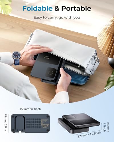 3 in 1 Wireless Charging Station for Galaxy S26 Ultra S25 S24, Z Fold Flip 7/6, Detachable Watch Charger for Galaxy Ultra 8/7/6, Foldable, Fast Charging, No Adapter - color: Samsung Black