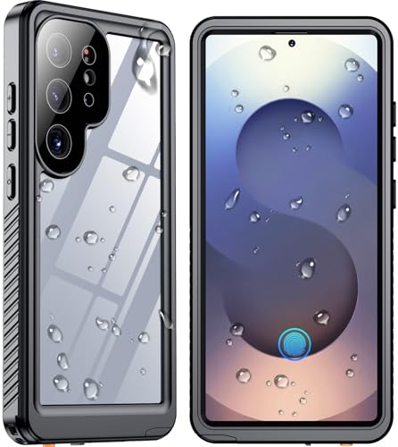 SPIDERCASE Only for Samsung Galaxy S25 Ultra Case Waterproof, Built-in Screen & Camera Lens Protector[IP68] [Military Grade Shockproof] Full Protection Only for S25 Ultra 6.9”, Black/Clear