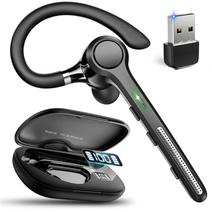 Ngsod Bluetooth Headset V5.4,USB Dongle Wireless Earpiece with Mic,Black